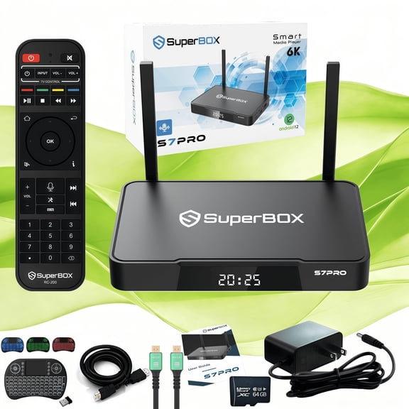 2026 Superbox S7Pro TV Box Media, 4GB RAM+32GB ROM, Super Box S7 Pro 6K Smart TV Box with Voice Remote, 7-Day Time Shift & Parental Controls