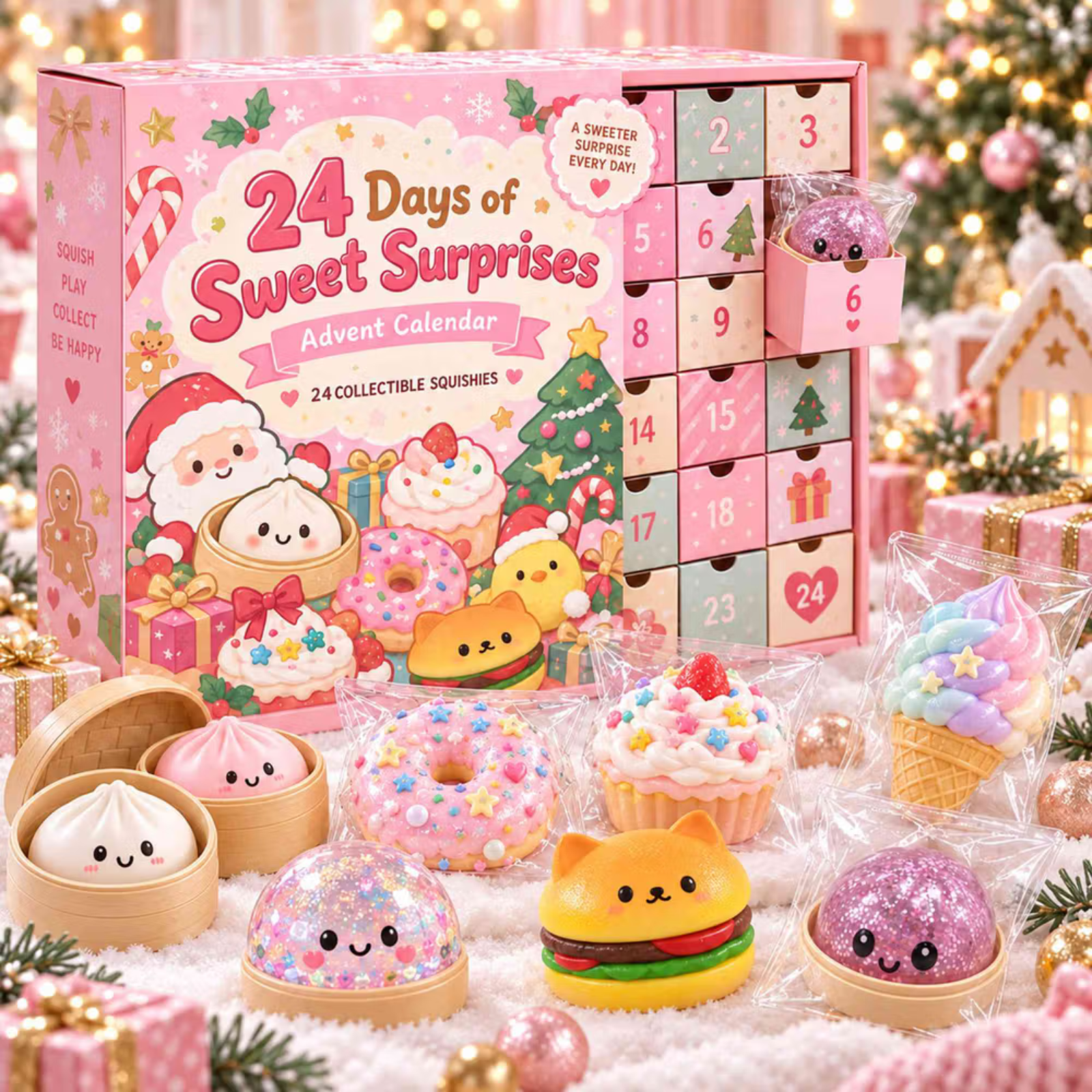 2026 Sweet Surprises Christmas Squishy Advent Calendar, 24 Pack Dessert ...