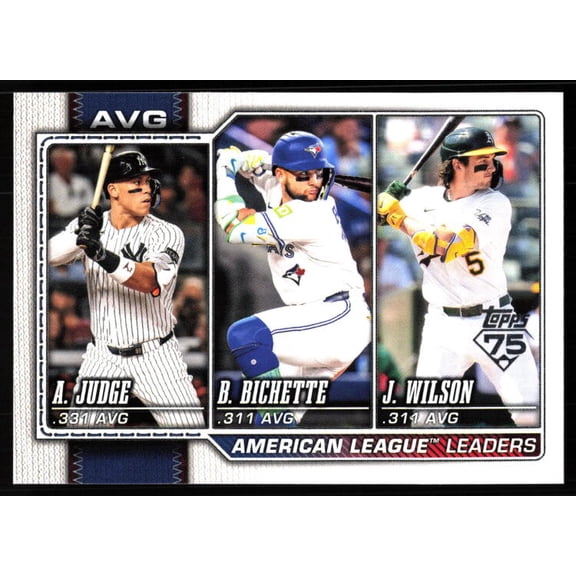 2026 TOPPS #204 AARON JUDGE/BO BICHETTE/JACOB WILSON LEAGUE LEADERS ATHLETICS/NEW YORK YANKEES/TORONTO BLUE JAYS BASEBALL OFFICIAL TRADING CARD OF MLB