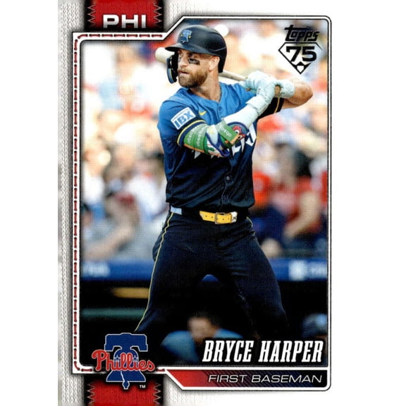 2026 TOPPS #250 BRYCE HARPER PHILADELPHIA PHILLIES BASEBALL OFFICIAL TRADING CARD OF MLB