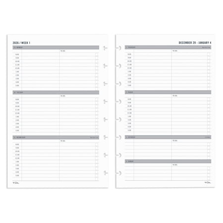 2026 TUL® Discbound Weekly Planner Refill Pages, Junior Size, January To December