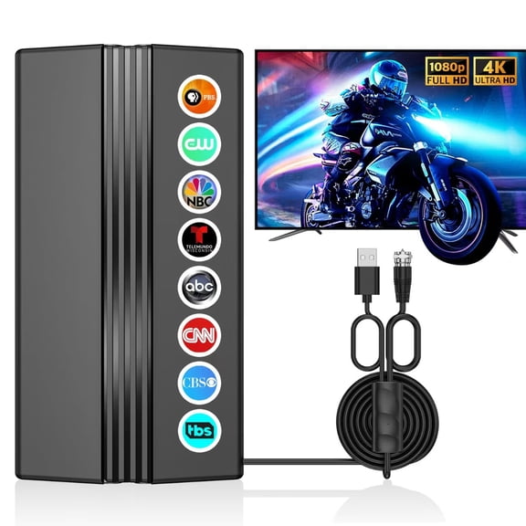 2026 TV Antenna for Smart TV, Indoor/Outdoor with 360Signal Booster, Digital Antenna for Local Channels, Supports All Smart/Old TVs and 4K 1080P VHF UHF