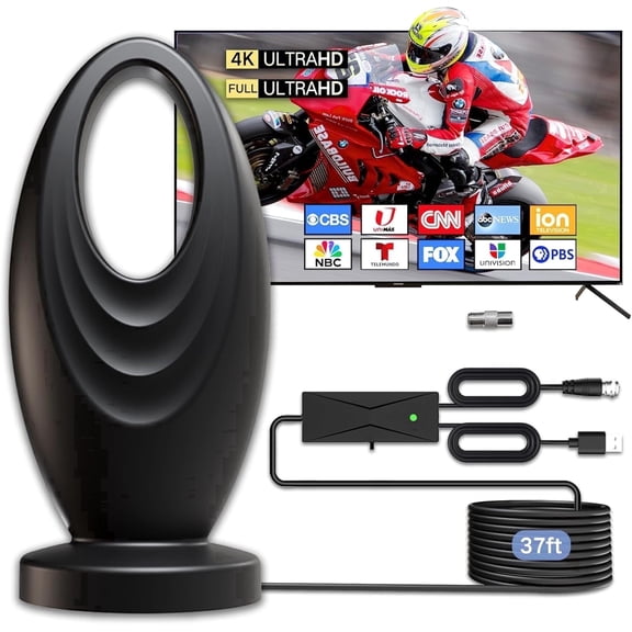 2026 Upgraded 2200+ Miles Range Digital TV Antenna, Indoor 360° Signal Amplified HDTV Antenna Supports 4K 1080P Local Channels for Home RV Camping - 32ft Cable