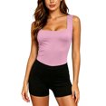 thumbnail image 1 of 2026 Tank Tops for Women for Summer Compression Plus Size Sleeveless Bodysuit Tank Top With Built In Bra Wide Strap Form Fitting Basic Camisole, 1 of 6