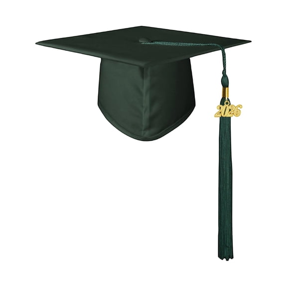 2026 Tassel Graduation Decorations, Forest Green Bachelor Hat, Red Satin Ribbon Accent, Photo Prop Accessory, Party Supply