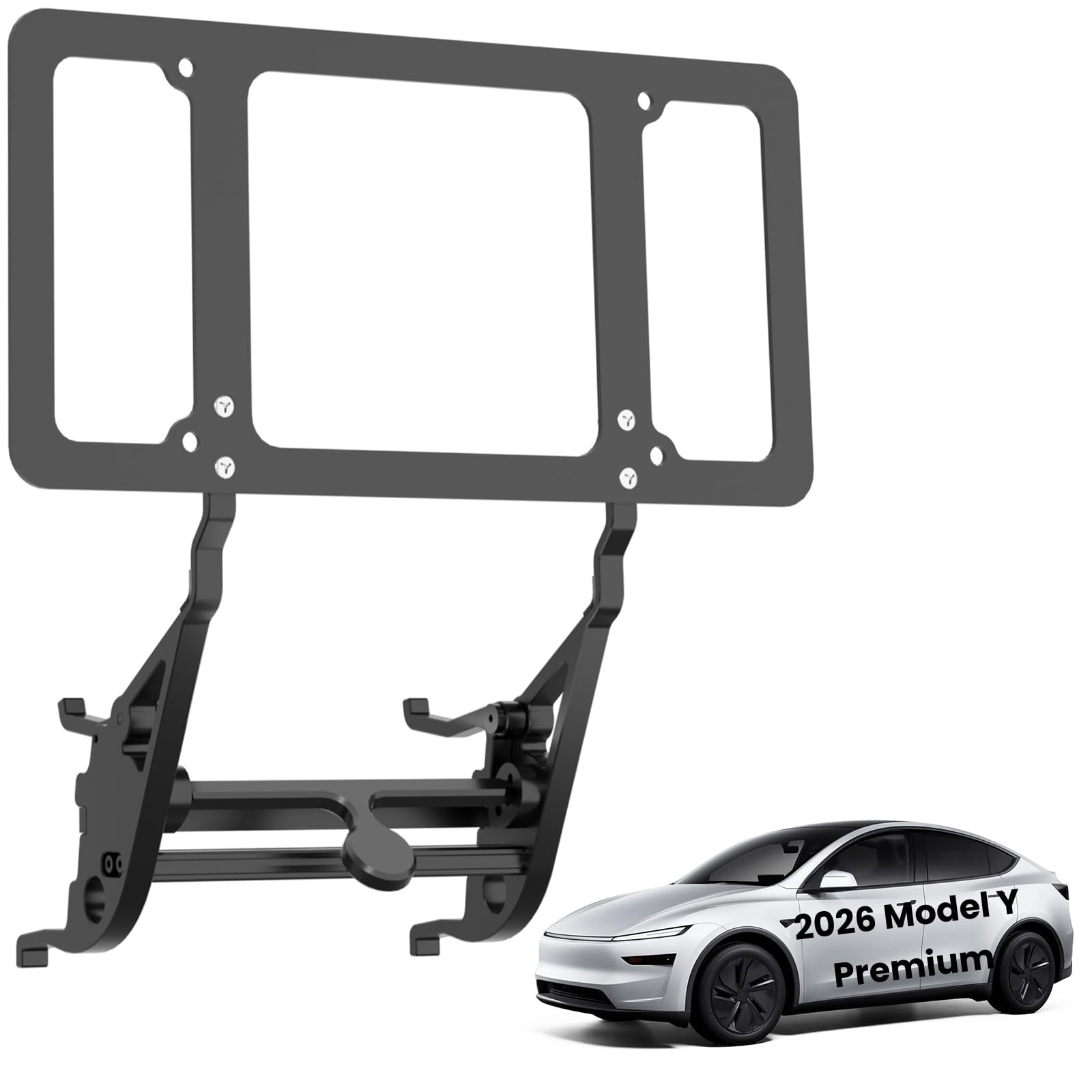 2026 Tesla Model Y Juniper License Plate Holder - Unobstructed Camera Visibility - No Drill Front License Plate Bracket Mounting Kit with Anti Theft Features (Fit Model Y Premium ONLY)