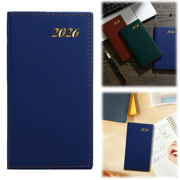 2026 Textured Cover Weekly Planner, Pocket Calendar 2026, 3.86"x7.09": 14 Months (Nov 2025 - Dec 2026) / Weekly Calendar (Blue)