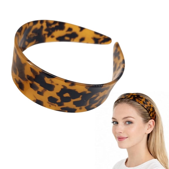 2026 Thick Tortoise Shell Headband Women, 1.5in Acetate Leopard Plastic Wide HairBand with Teeth, No Headache No Slip Hair Band for All Day Wear