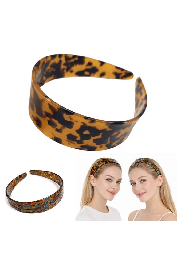 2026 Thick Tortoise Shell Headband Women, 1.5in Acetate Leopard Plastic Wide HairBand with Teeth, No Headache No Slip Hair Band for All Day Wear