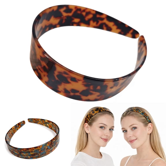 2026 Thick Tortoise Shell Headband Women, 1.5in Acetate Leopard Plastic Wide HairBand with Teeth, No Headache No Slip Hair Band for All Day Wear