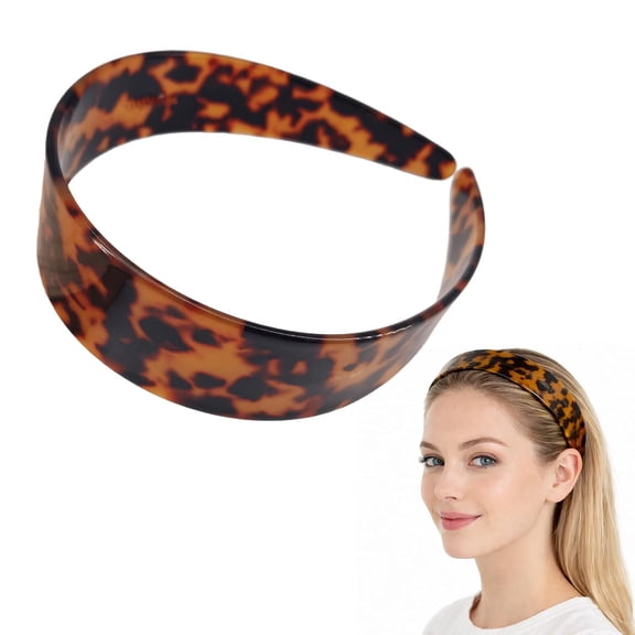 2026 Thick Tortoise Shell Headband for Women, 1.5 Inch Acetate Leopard Wide Hair Band, No Slip & No Headache Hairband for All Day Comfort Wear