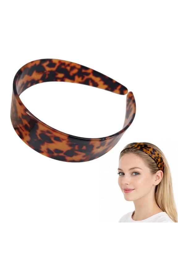 2026 Thick Tortoise Shell Headband for Women, 1.5 Inch Acetate Leopard Wide Hair Band, No Slip & No Headache Hairband for All Day Comfort Wear