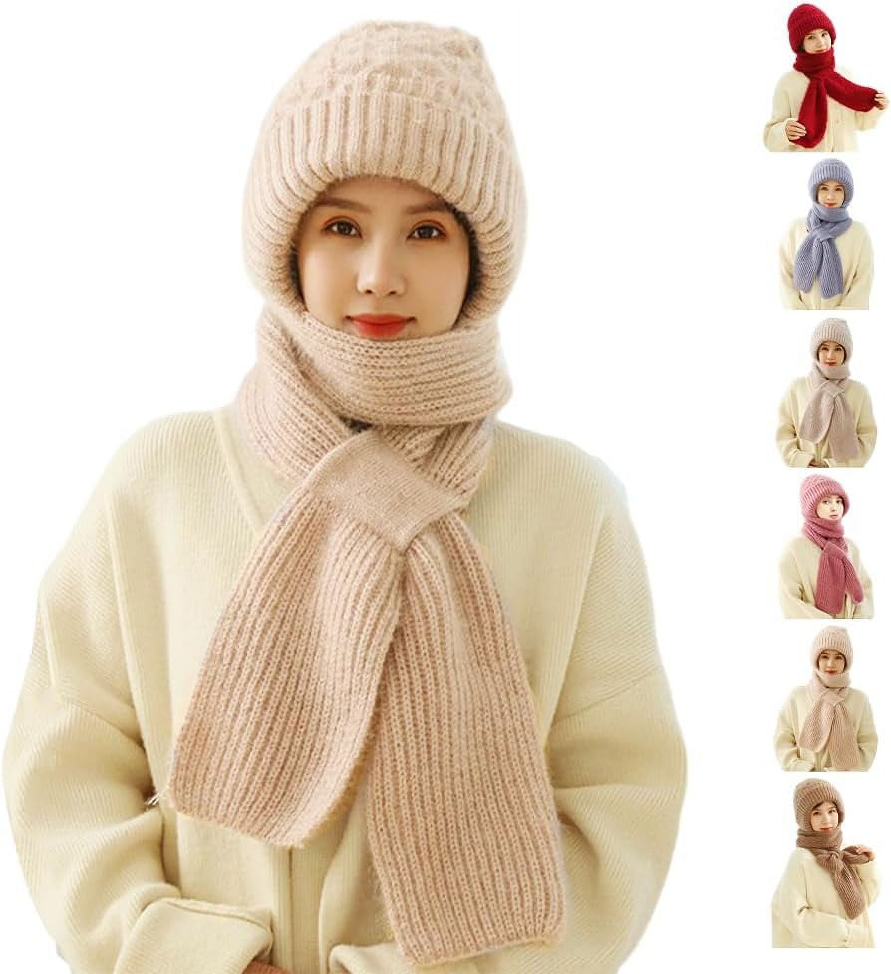 Integrated Ear Protection Windproof Cap Scarf, Winter Plus Lined