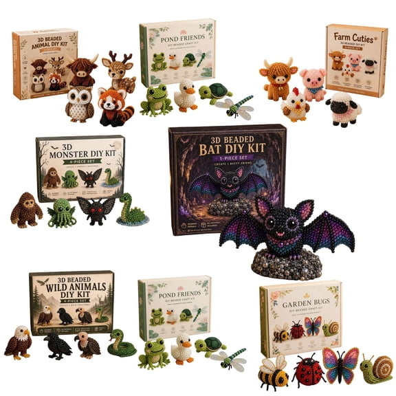 2026 Tiny 3D Beaded Animal DIY Kit, 4-Pack Beginner Bead Animal Making Kit, Mini 3D Animals Bead Pets Kit for Adults & Teens - Stress Relief Handmade Decoration Gift
