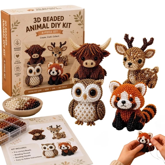 2026 Tiny 3D Beaded Animal DIY Kit, Cute Bird & Animal Beading Craft Set, Handmade Bead Art Mosaic Kit, Stress Relief Creative DIY Decoration Gifts for Adults Teens Beginners