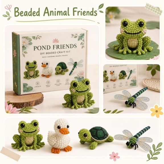 2026 Tiny 3D Beaded Animal DIY Kit, Small Size Portable Kit, Convenient To Make Cute Animals At Home Travel And Leisure Place ,Pond Friends