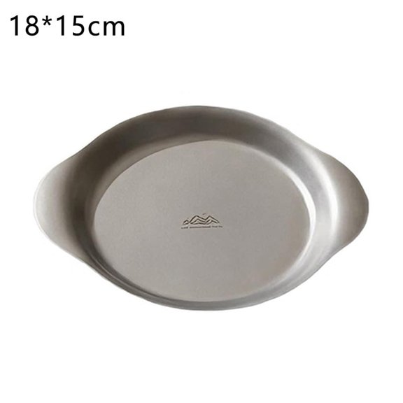 2026 Titanium Coated Camping Plate Stackable Travel Tableware Food Tray for Cooking & Serving,Dual-Handle Multi-Purpose Tray,Lightweight Outdoor Dinnerware for Hiking Backpacking Home Use