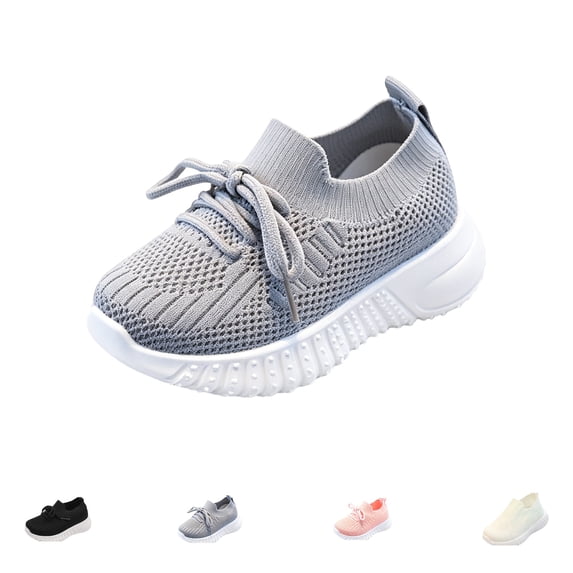 2026 Toddler Shoes Boys Girls Wide Toe Box Breathable Slip-On Sneakers Kids Lightweight Barefoot Feel Shoes for Everyday Play Gray 32