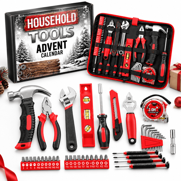 2026 Tool Advent Calendar for Men Teens, 24 Days Christmas Countdown with Household Hand Tools