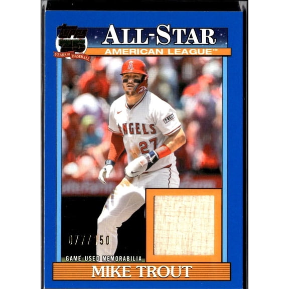 2026 Topps Baseball All-Stars Relic Baseball Card Mike Trout 91ASR-MT Blue 077/150 Los Angeles Angels