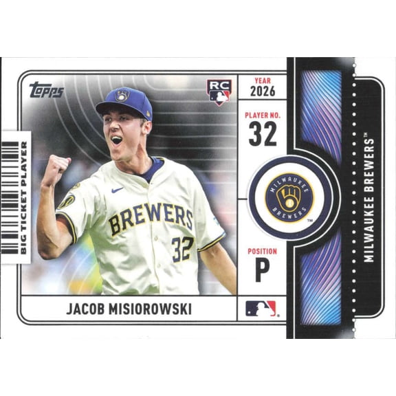 2026 Topps Big Ticket Players #BTP-2 Jacob Misiorowski RC Rookie Milwaukee Brewers Series 1 MLB Baseball Trading Card