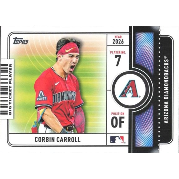 2026 Topps Big Ticket Players #BTP-6 Corbin Carroll NM-MT Arizona Diamondbacks Baseball Card Arizona Diamondbacks MLB Baseball Trading Card