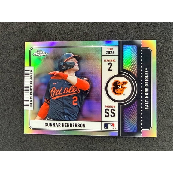 2026 Topps Chrome Big Ticket Players BTP-4 Gunnar Henderson Baltimore Orioles Baseball Card Baltimore Orioles MLB BASEBALL Trading Card