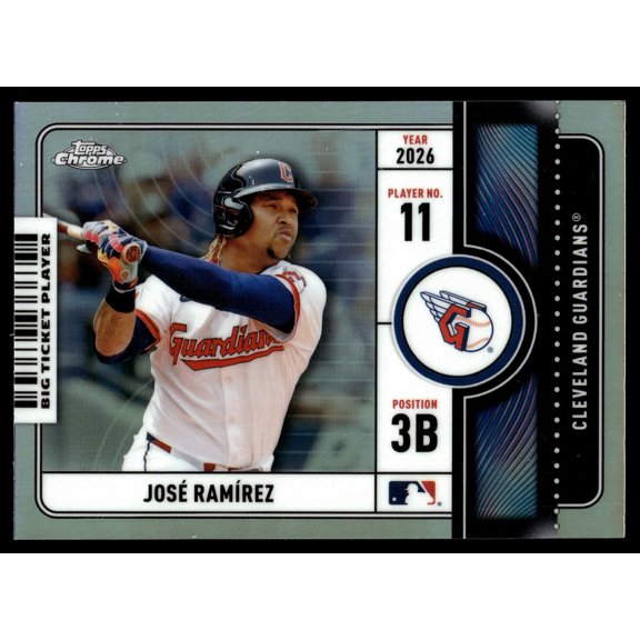 2026 Topps Chrome Big Ticket Players #BTP-9 Jos Ramrez Cleveland Guardians Baseball Card Cleveland Guardians MLB BASEBALL Trading Card