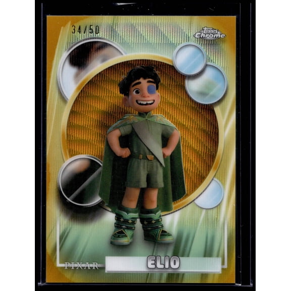 2026 Topps Chrome Disney 100 Gold Refractor Elio 34/50 #140 Baseball Card