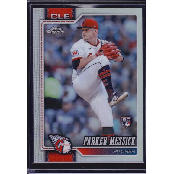 2026 Topps Chrome Refractor RC Parker Messick #184 Cleveland Guardians Baseball Card Cleveland Guardians MLB Baseball Trading Card