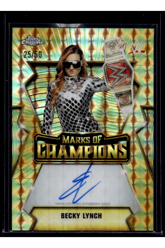 2026 Topps Chrome WWE Marks of Champions Gold Refractor /50 Auto Becky Lynch #MOC-BL Raw WWE Autographed Wrestling Trading Card