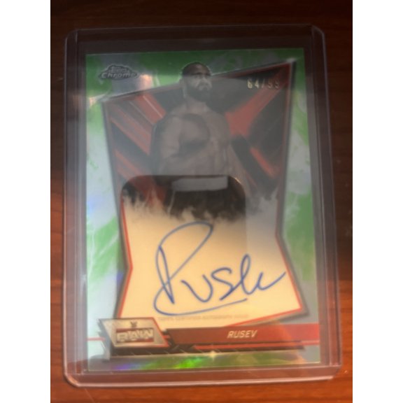 2026 Topps Chrome WWE Rusev #RBA-RSV Green Refractor Parallel/Variety Base Set Topps WWE WWE Autographed Wrestling Trading Card