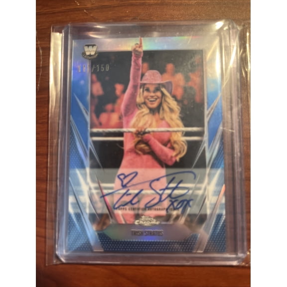 2026 Topps Chrome WWE Trish Stratus Blue Refractor Short Print Parallel/Variety Base Set Topps United States WWE Autographed Wrestling Trading Card
