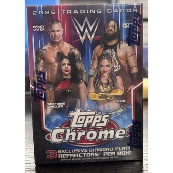 2026 Topps Chrome WWE Wrestling Blaster Box FACTORY SEALED 3 Exclusive Diamond Plate Refractors per box!