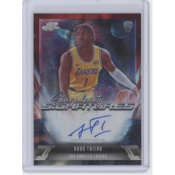 2026 Topps Cosmic Chrome Singularity Signatures Adou Thiero #SS-AT /5 Auto RC Los Angeles Lakers NBA Autographed Basketball Trading Card