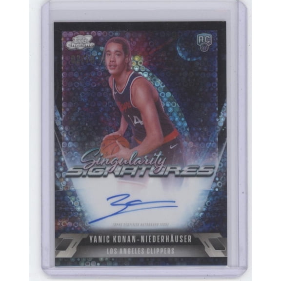 2026 Topps Cosmic Chrome Singularity Signatures Yanic Konan-Niederhauser #SS-YK /10 RC Los Angeles Clippers NBA Autographed Basketball Trading Card