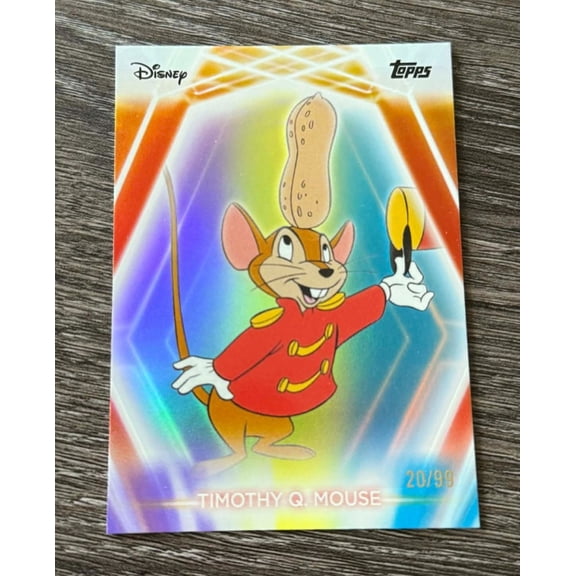2026 Topps Disney Neon Timothy Q. Mouse Trading Card Serial Numbered Short Print Purple Yellow Blue Insert