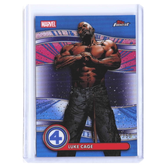 2026 Topps Finest Marvel Luke Cage Blue Refractor Trading Card #068 Uncommon 99/150