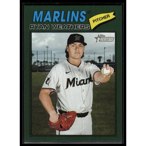 2026 Topps Heritage #307 Dark Green Ryan Weathers Miami Marlins Baseball Card Miami Marlins MLB BASEBALL Trading Card