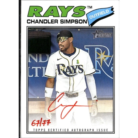 2026 Topps Heritage Tampa Bay Rays Chandler Simpson ROA-CS Auto 67/77 Baseball Card