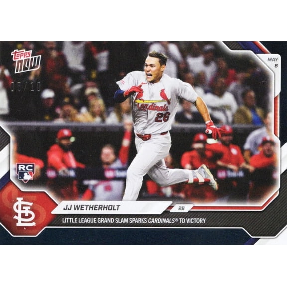 2026 Topps Now JJ Wetherholt #181 Black Foil /10 Little League Grand Slam Sparks Cardinals to Victory St Louis Cardinals Rookie RC Baseball Card