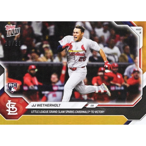 2026 Topps Now JJ Wetherholt #181 Orange Foil /25 Little League Grand Slam Sparks Cardinals to Victory St Louis Cardinals Rookie RC Baseball Card