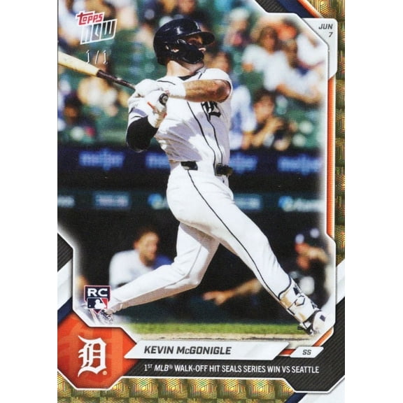 2026 Topps Now Kevin McGonigle #302 Foilfractor 1/1 1st MLB Walk Off Hit Seals Series Win Vs Seattle Detroit Tigers Rookie RC Baseball Card
