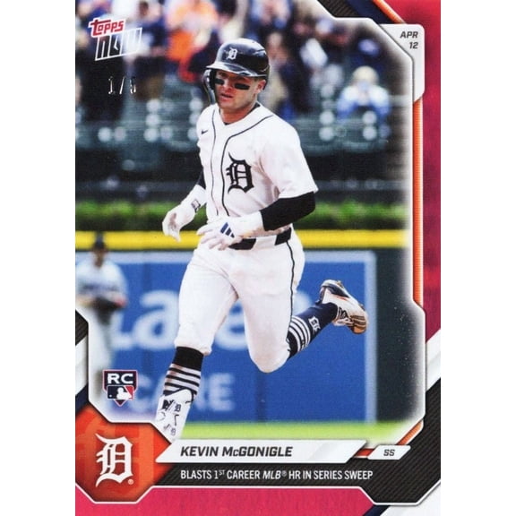 2026 Topps Now Kevin McGonigle #75 Red Foil /5 Blasts 1st Carer MLB Home Run in Series Sweep Detroit Tigers Rookie RC Baseball Card