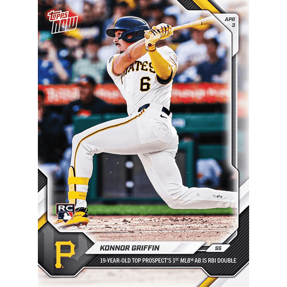 2026 Topps Now Konnor Griffin #49 19 Year Old Top Prospect's 1st MLB AB is RBI Double Pittsburgh Pirates Rookie RC Baseball Card