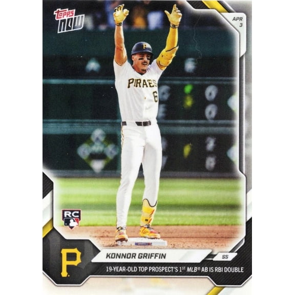 2026 Topps Now Konnor Griffin #49SP 19 Year Old Top Prospects 1st MLB At Bat is RBI Double Pittsburgh Pirates Rookie RC Baseball Card