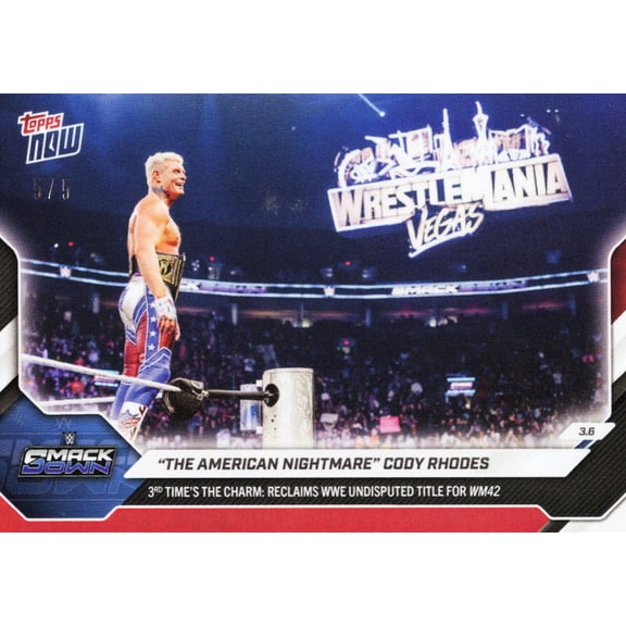 2026 Topps Now WWE Cody Rhodes #29 Red Foil /5 Wrestling Card