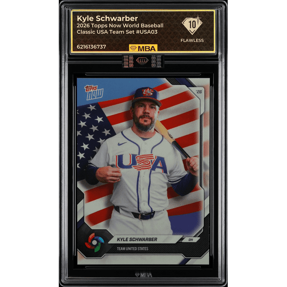 Graded 2026 Topps Now World Baseball Classic Kyle Schwarber USA03 USA Team Set Auto MBA 10