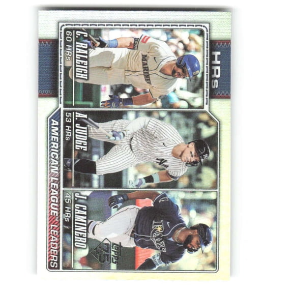 2026 Topps Rainbow Foil #38 Aaron Judge/Cal Raleigh/Junior Caminero League Leaders New York Yankees/Seattle Mariners/Tam Series 1 MLB Baseball Trading