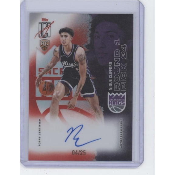 2026 Topps Signature Class Basketball Nique Clifford #RCC-NC /25 Auto RC Sacramento Kings NBA Autographed Basketball Trading Card